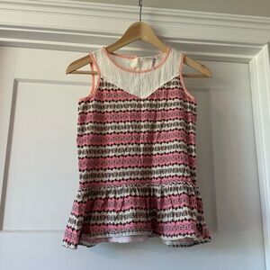 Matilda Jane Pink Cream Black Striped Peplum Tank Top